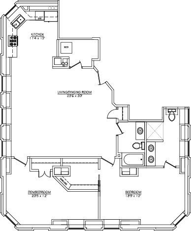 Floor plan for 2 beds, 2 baths, 1505 sqft